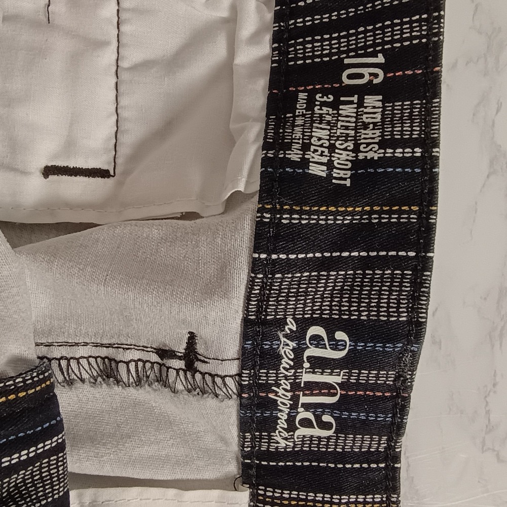 a.n.a. ANA A New Approach Shorts Womens 16 Black White Stripe Mid Rise Twill NWT - Picture 6 of 9